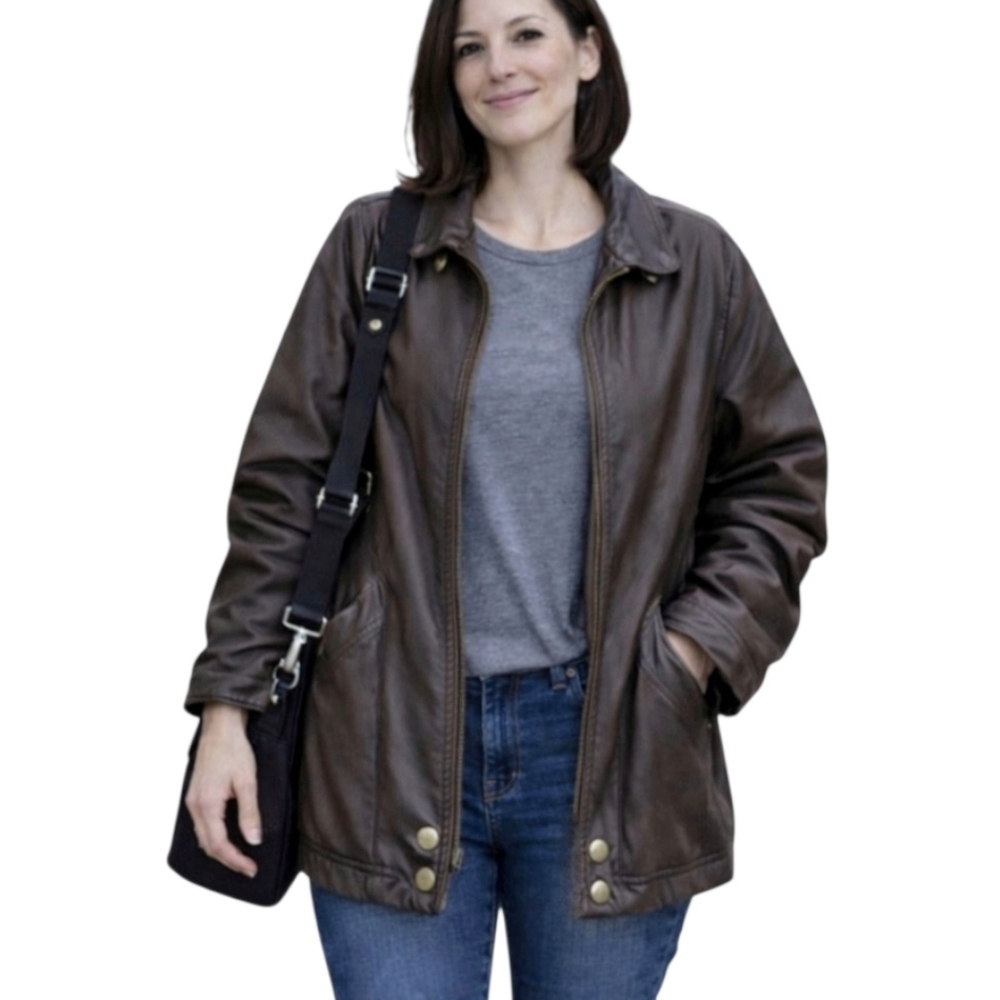 Vintage Jacqueline Ferrar Chocolate Brown Leather Jacket Luxury  Excellent XL